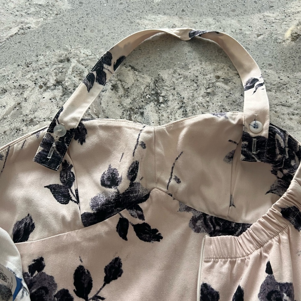 Ixia Floral Halter Mini Dress Black Strapless Size M - Picture 6 of 11